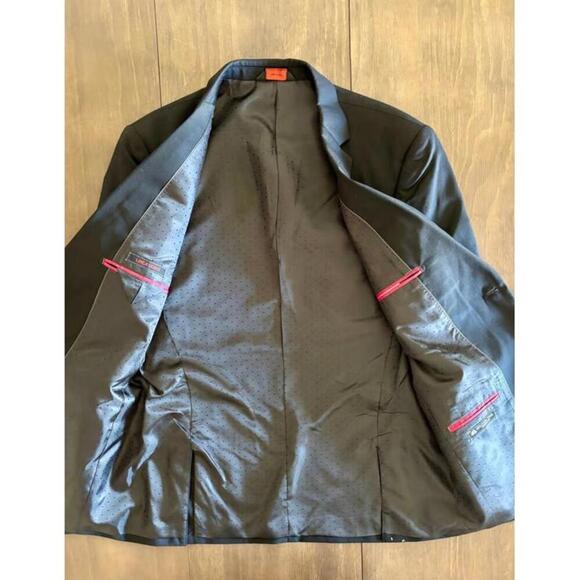 Men's Linea Uomo Modern Fit Black Wool Suit Jacket Blazer 40R - Picture 4 of 8